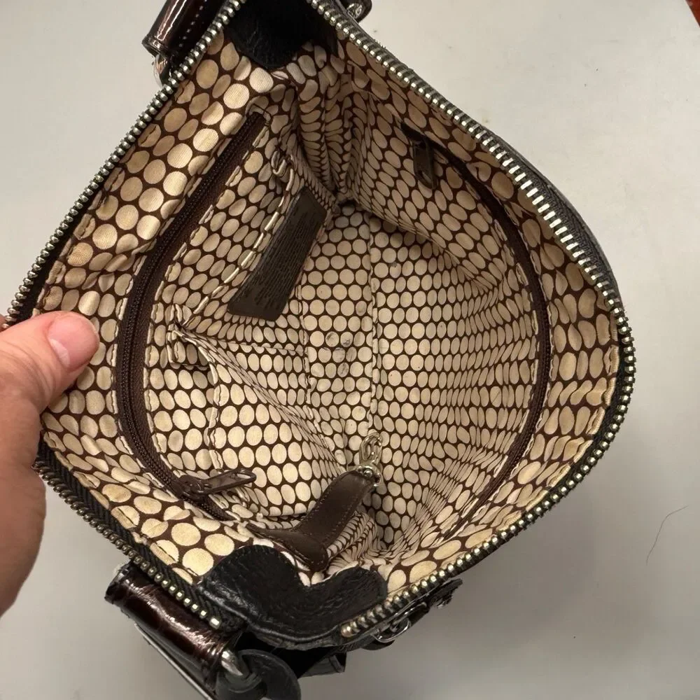Brighton Brown Leather Alligator Embossed Crossbody Handbag E345145 Vintage